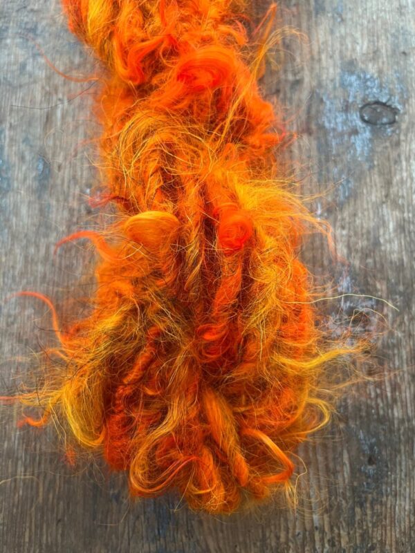 Firestarter, orange mohair art yarn, 20 yards