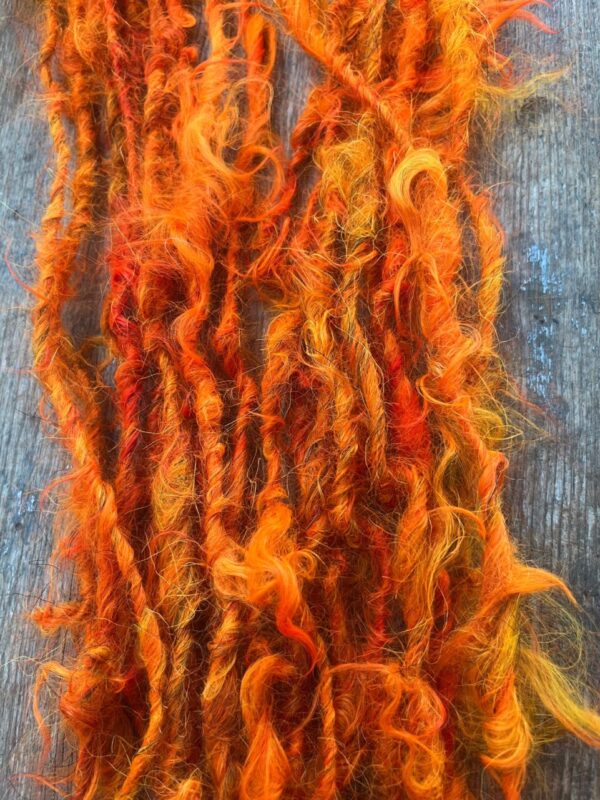 Firestarter, orange mohair art yarn, 20 yards