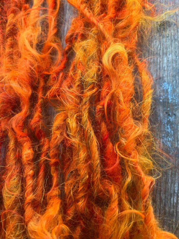 Firestarter, orange mohair art yarn, 20 yards