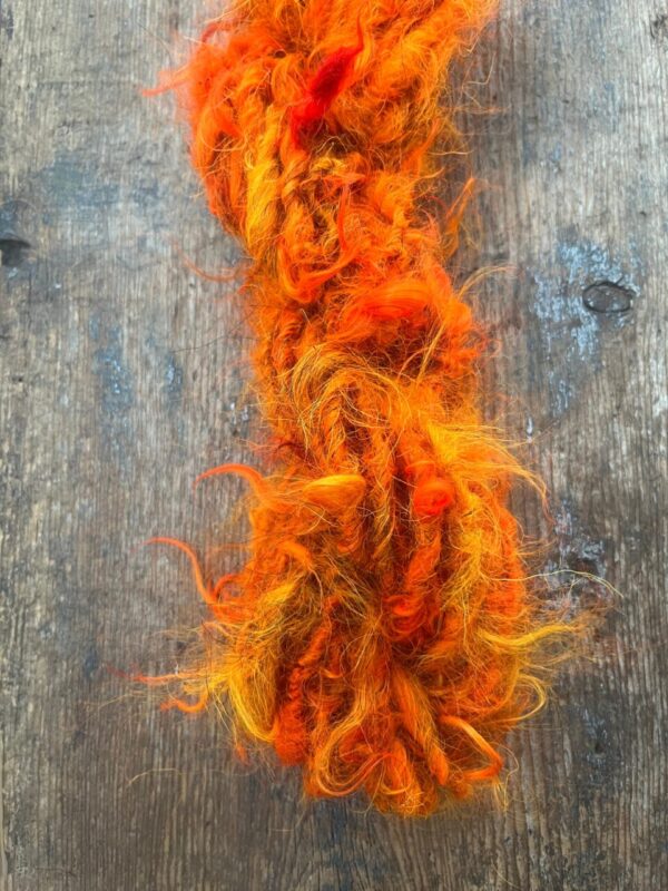 Firestarter, orange mohair art yarn, 20 yards