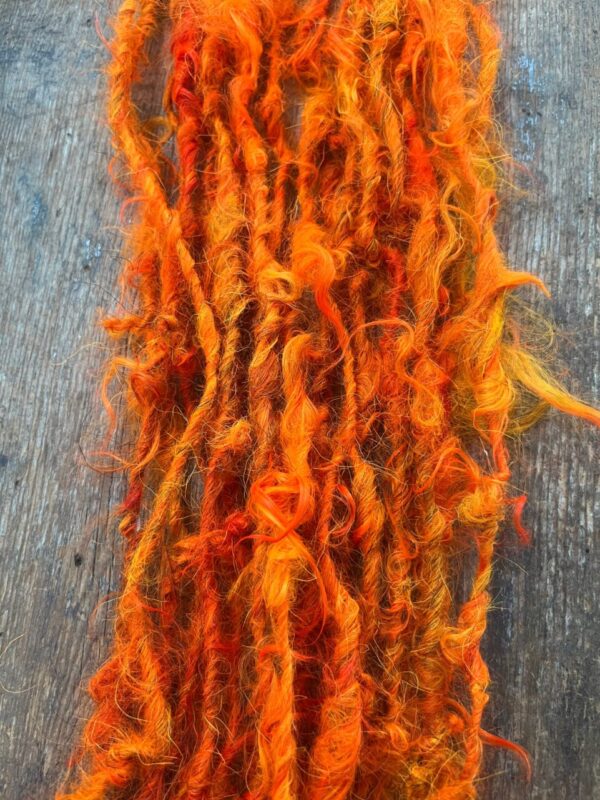 Firestarter, orange mohair art yarn, 20 yards