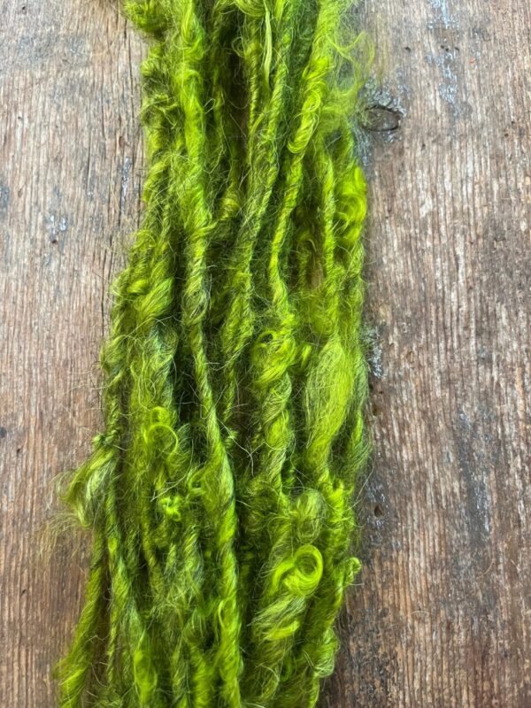 Grinchy Green mohair art yarn, 20 yards