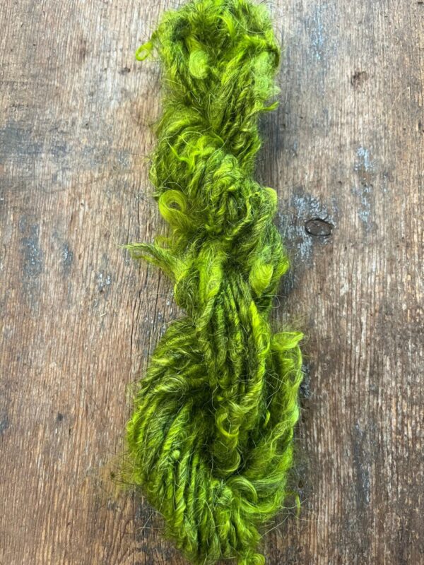 Grinchy Green mohair art yarn, 20 yards