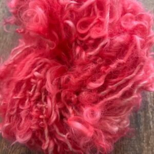 Heart’s Desire – pink curly handspun Lincoln wool yarn