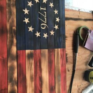 America 1776 Wooden Flag