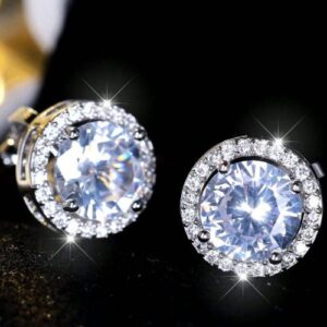 Clear Crystal Round Clip Earrings