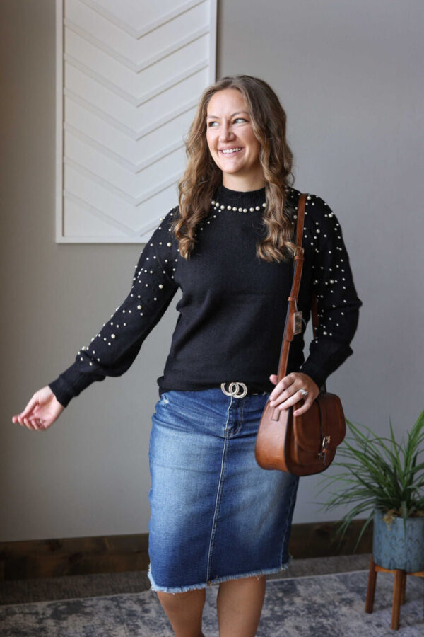 Black Pearl Accent Sweater