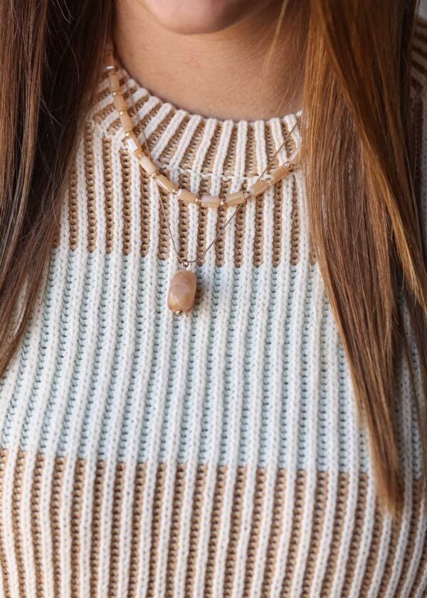 Neutral Colorblock Textured Sweater