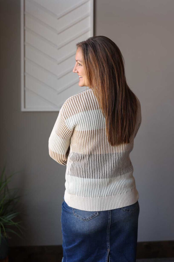 Neutral Colorblock Textured Sweater