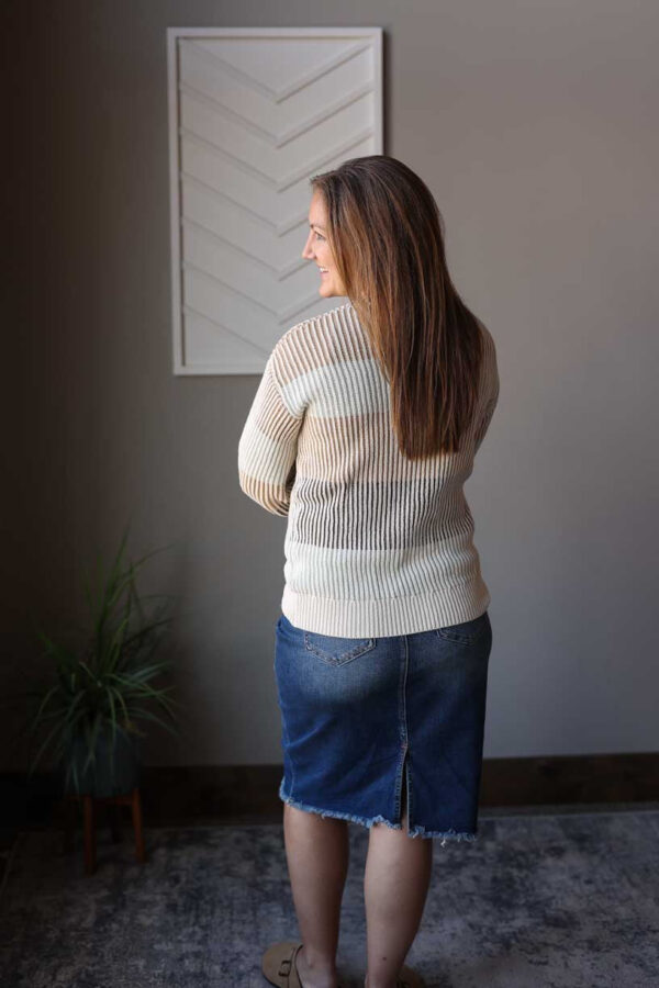 Neutral Colorblock Textured Sweater