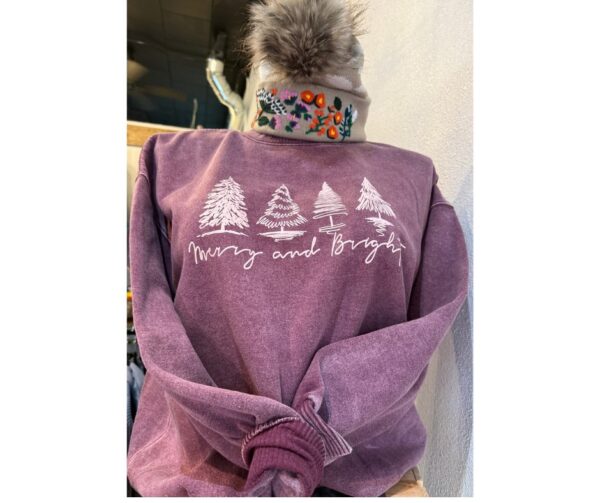 Merry & Bright Pink Christmas Tree Crewneck