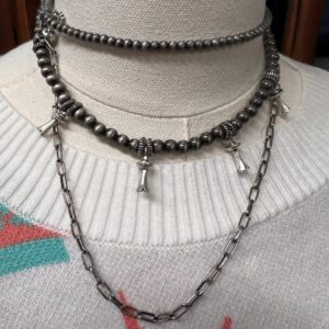 3 Layer Stack – Faux Squash Necklace, choker, and paper clip necklace – 12, 16 and 18 inch