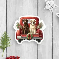 Labs Christmas Truck Sticker