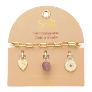 Interchangeable Charm Bracelet – Tourmaline/Healing/Gold