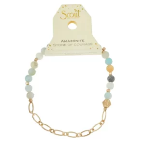 Mini Stone W/Chain Stacking Bracelet – Amazonite/Gold