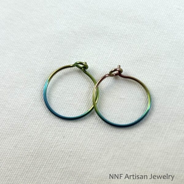 Rainbow Niobium Simple Hoop Earrings 5/8 inch