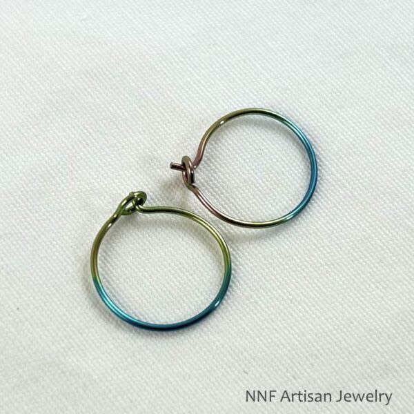 Rainbow Niobium Simple Hoop Earrings 5/8 inch