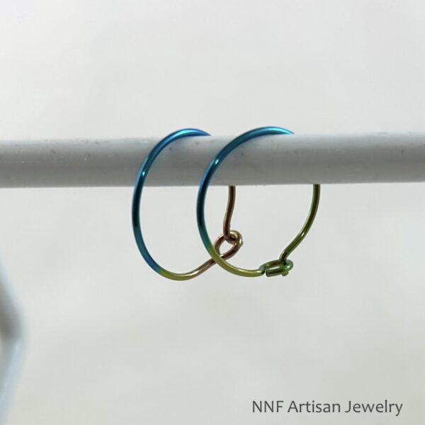 Rainbow Niobium Simple Hoop Earrings 5/8 inch