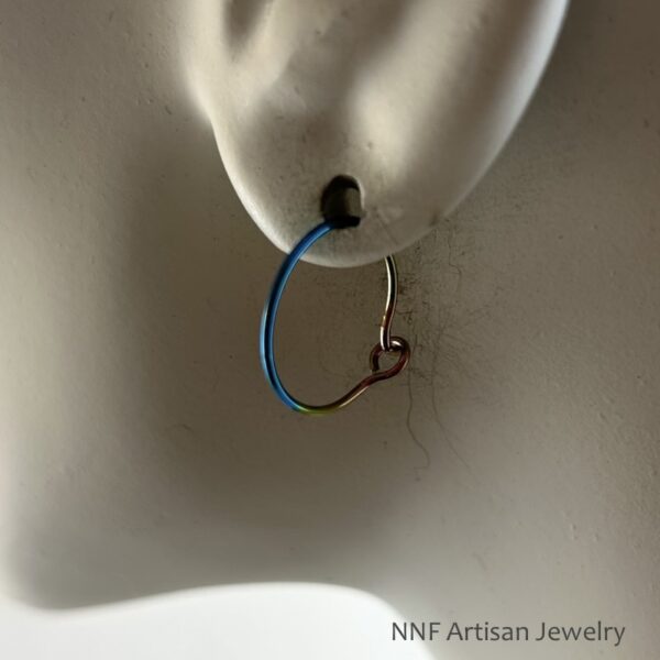 Rainbow Niobium Simple Hoop Earrings 5/8 inch