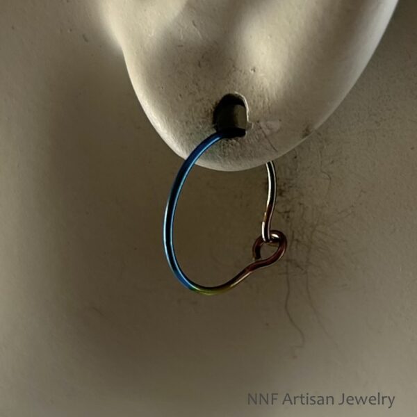 Rainbow Niobium Simple Hoop Earrings 5/8 inch