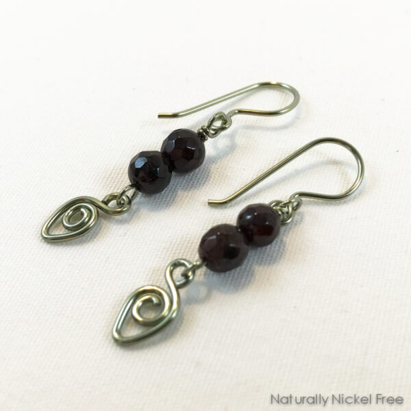 Garnet Niobium Teardrop Earrings