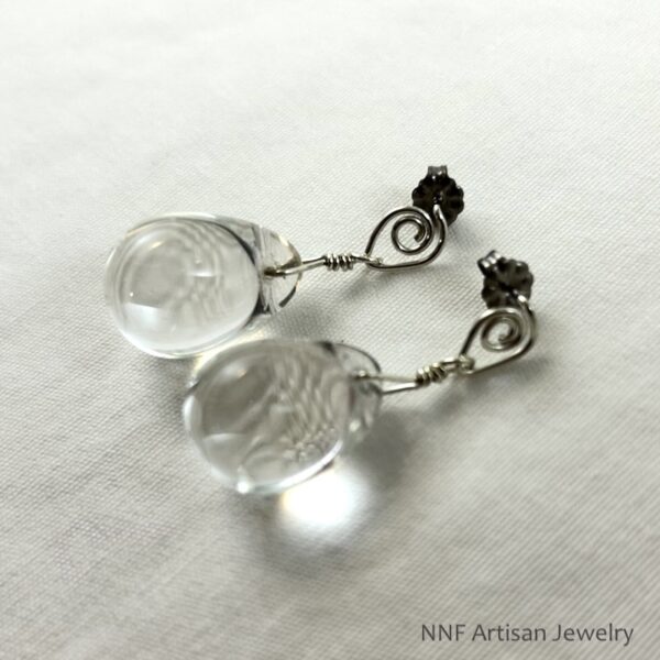 Clear Glass Teardrop Post Earrings