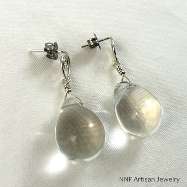 Clear Glass Teardrop Post Earrings