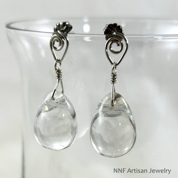 Clear Glass Teardrop Post Earrings