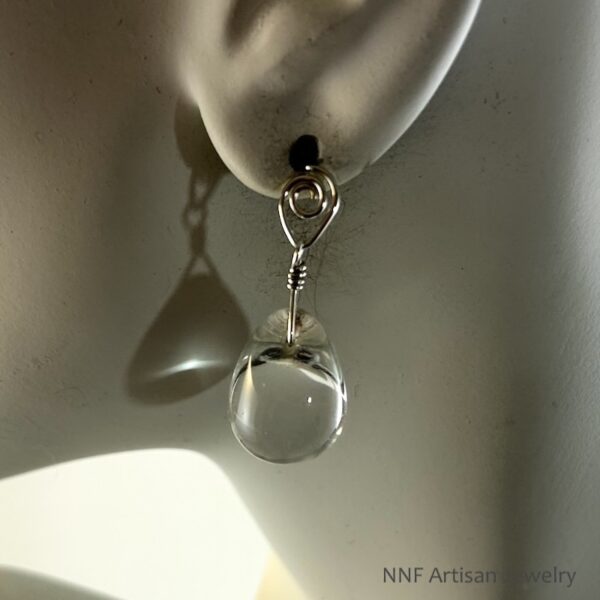 Clear Glass Teardrop Post Earrings