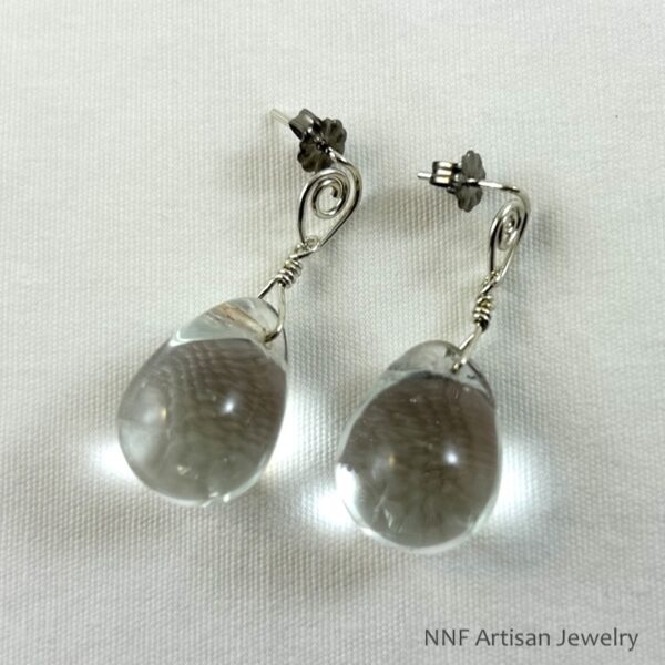 Clear Glass Teardrop Post Earrings