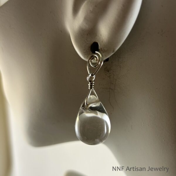 Clear Glass Teardrop Post Earrings