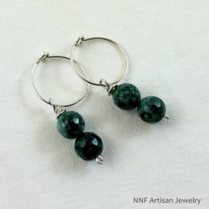 Blue-Green Aventurine Hoop Dangle Earrings