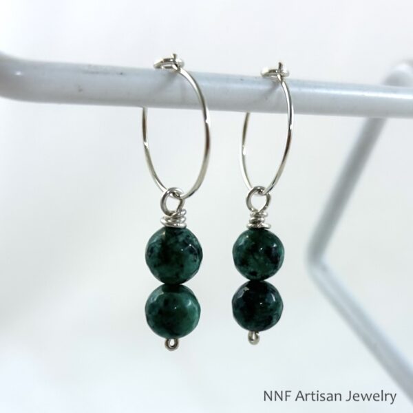 Blue-Green Aventurine Hoop Dangle Earrings