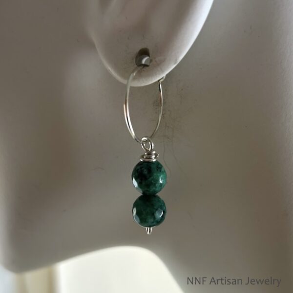 Blue-Green Aventurine Hoop Dangle Earrings