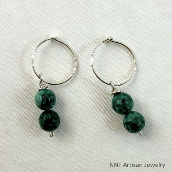 Blue-Green Aventurine Hoop Dangle Earrings