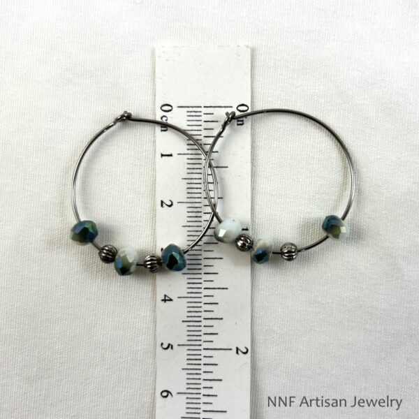 Green and White Quartz Hoop Earrings