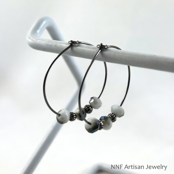 Green and White Quartz Hoop Earrings