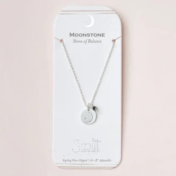 Stone Intention Charm Necklace – Moonstone/Silver