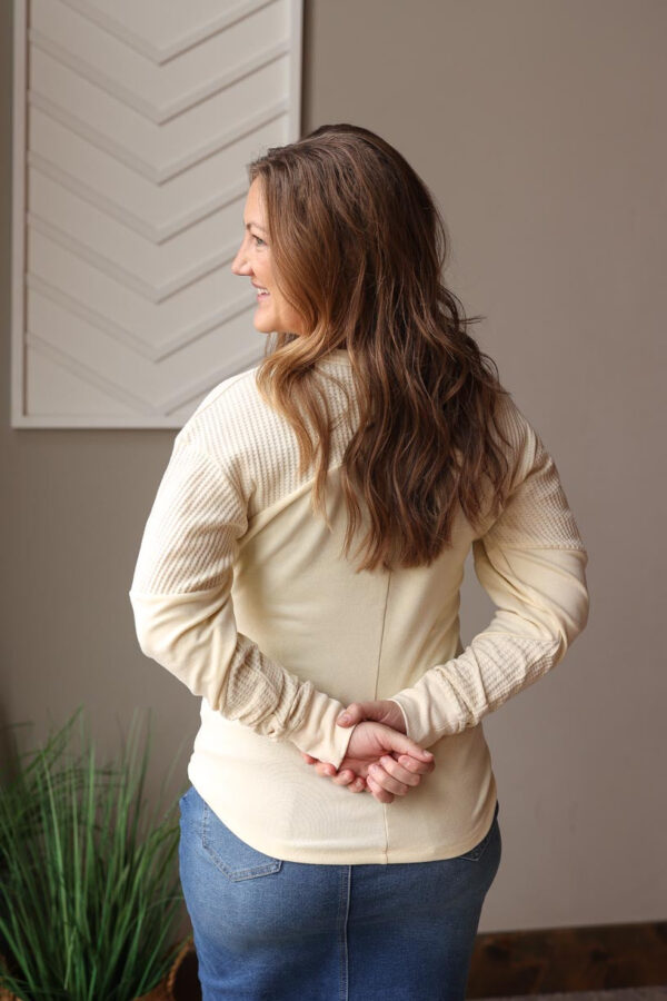 Beige Thermal Patchwork Top