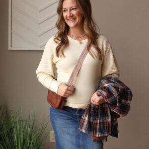 Beige Thermal Patchwork Top