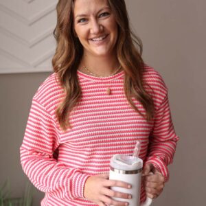 Rose Stripe Crewneck Top