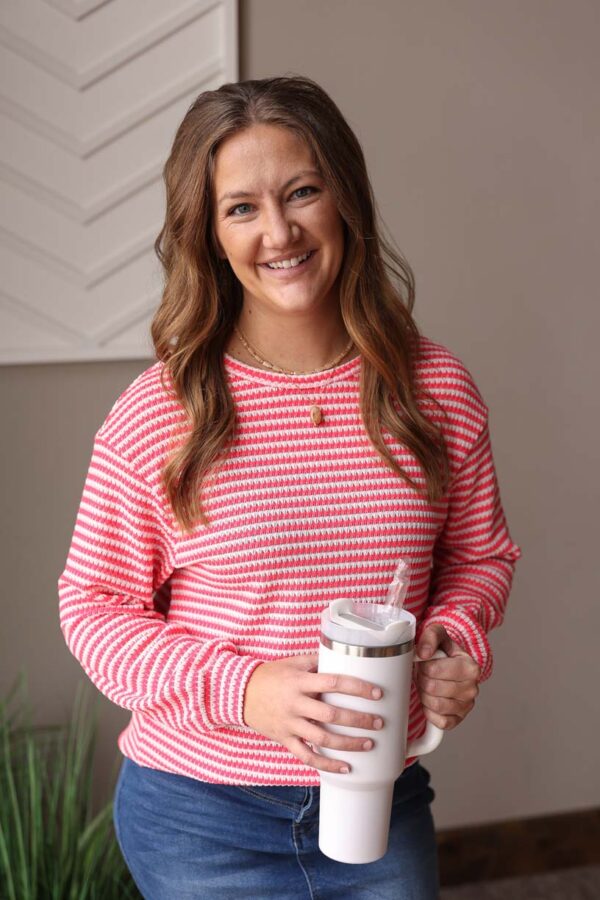 Rose Stripe Crewneck Top