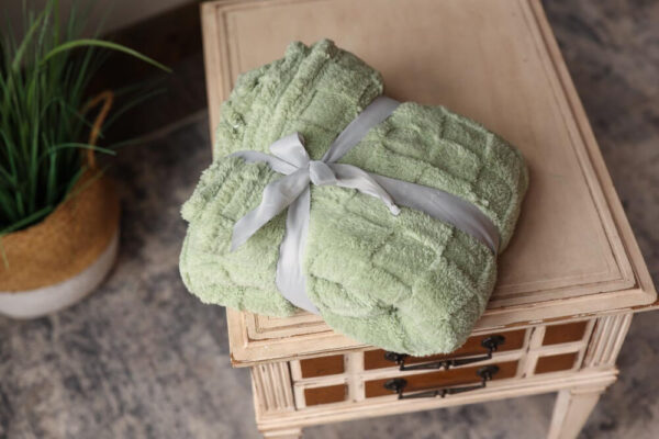 Sage Checkered Texture Plush Blanket