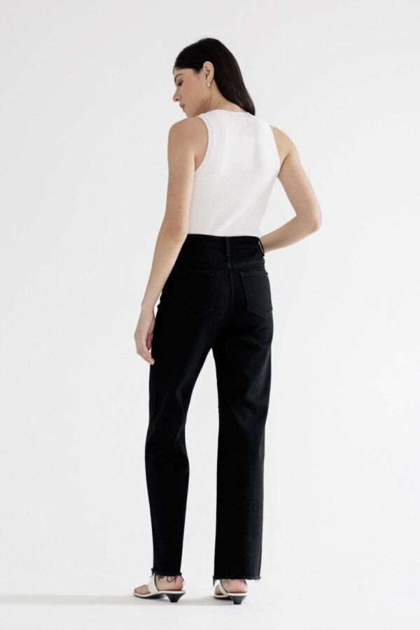 MICHELLE BLACK HIGH RISE WIDE LEG RAW HEM