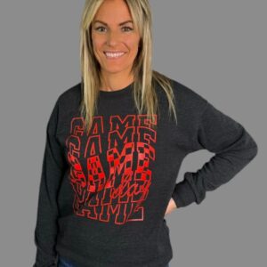 Gretchen Game Day Graphic Sweatshirt Checkered