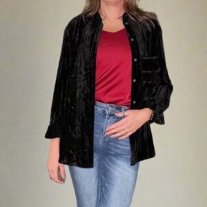 HAISLEY BLACK VELVET BUTTON DOWN SHIRT