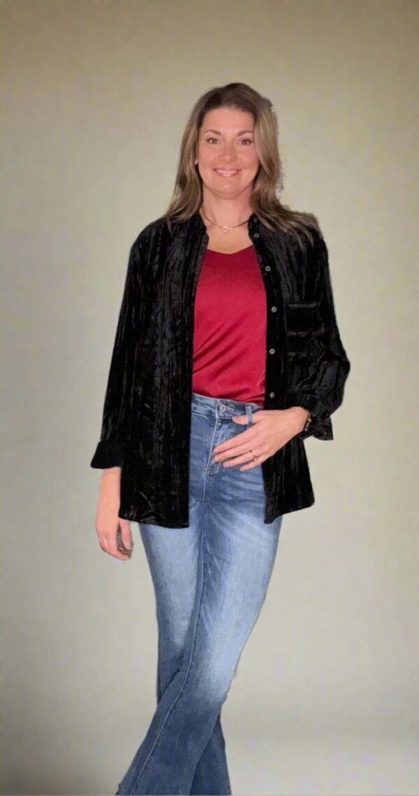 HAISLEY BLACK VELVET BUTTON DOWN SHIRT