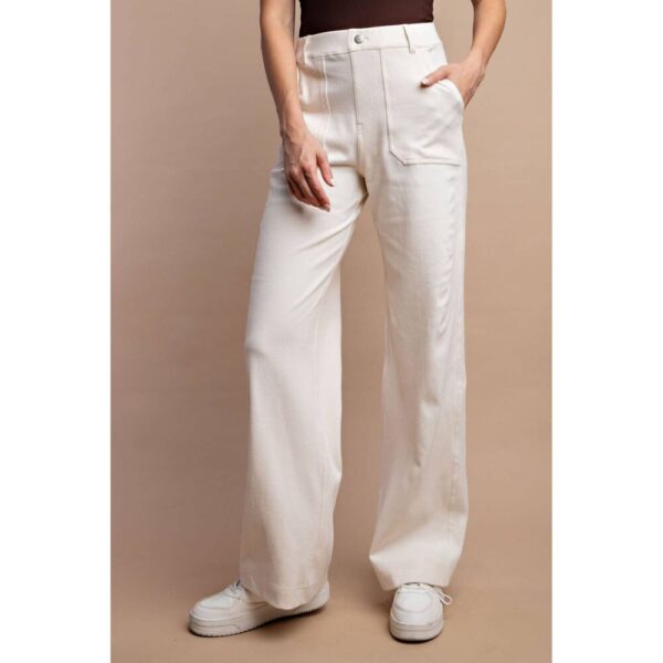 COTTON STRETCH TWILL WIDE PANTS