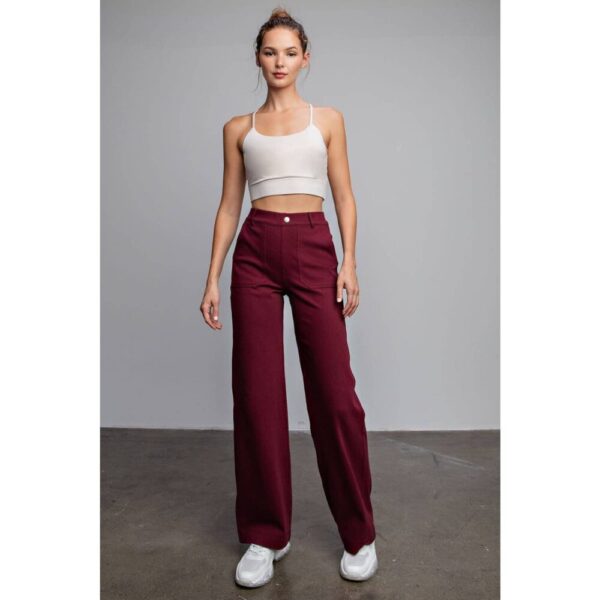 COTTON STRETCH TWILL WIDE PANTS