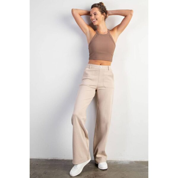 COTTON STRETCH TWILL WIDE PANTS